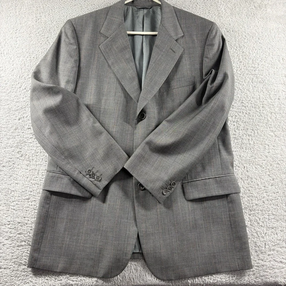 Nogara Blazer Ermenegildo Zegna Italy 100% Wool Gray Plaid Pattern 42 Jacket